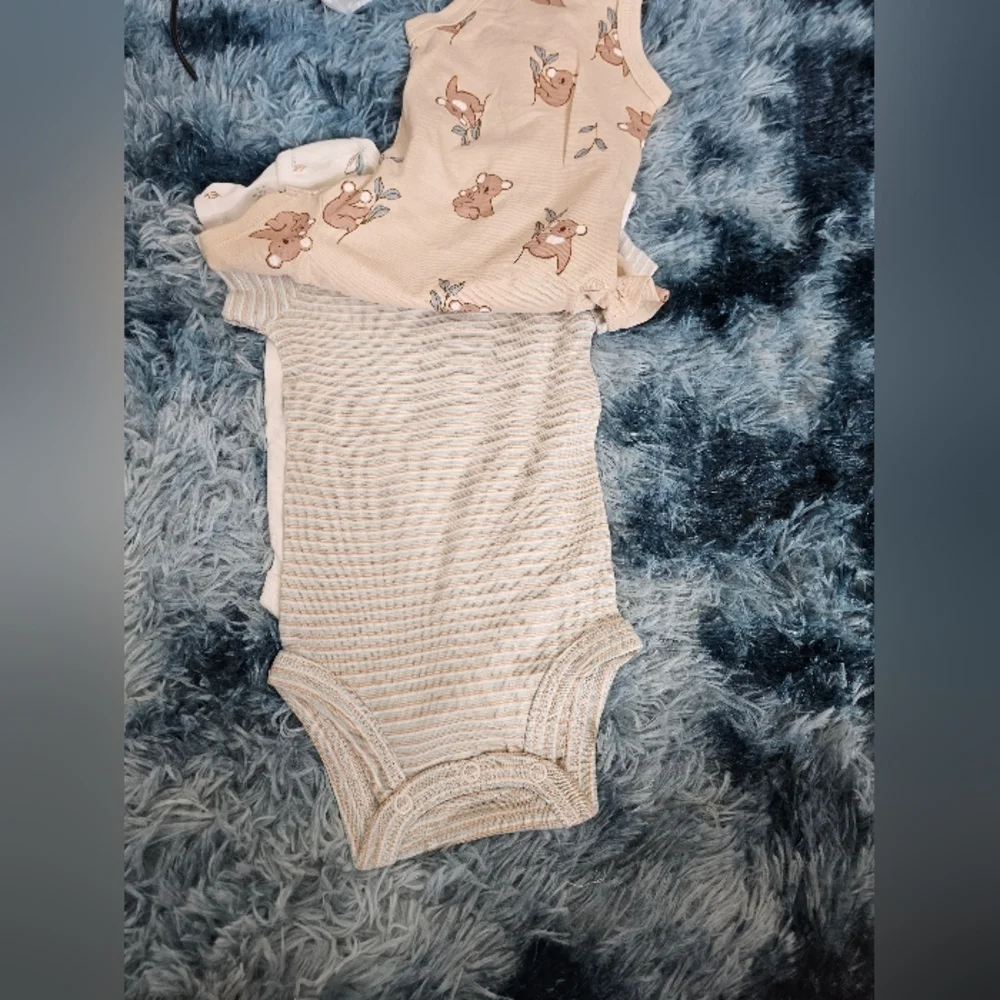Carter's 3 Pack Baby Unisex Kuala Stripes Leaves Snap Bottom Bodysuits